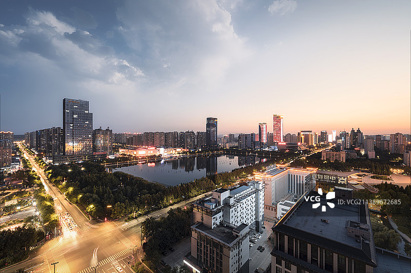 洛阳市洛龙区天际线日落图片素材