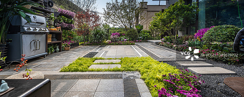 别墅院子的厨房图片素材