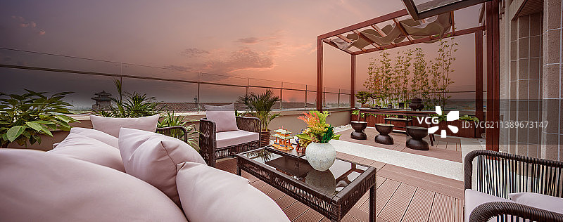 别墅天台休闲区图片素材