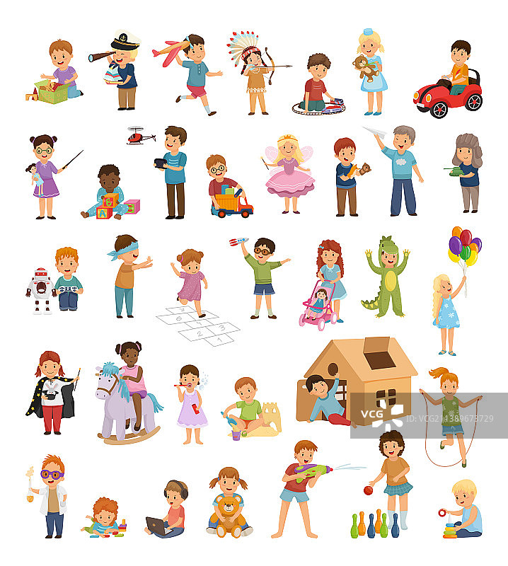 孩子们玩玩具图片素材