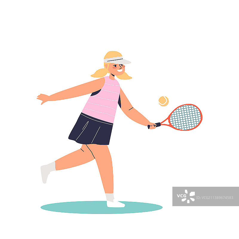 穿运动服的女孩练习打网球图片素材