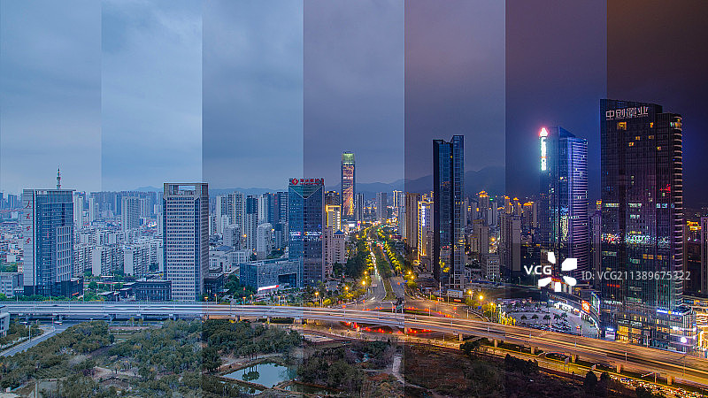 赣州章江新区日转夜时间切片图片素材
