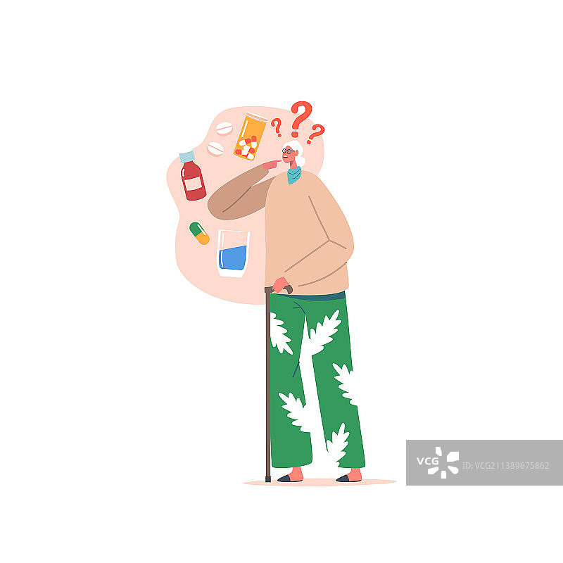 正在回忆的老奶奶角色图片素材