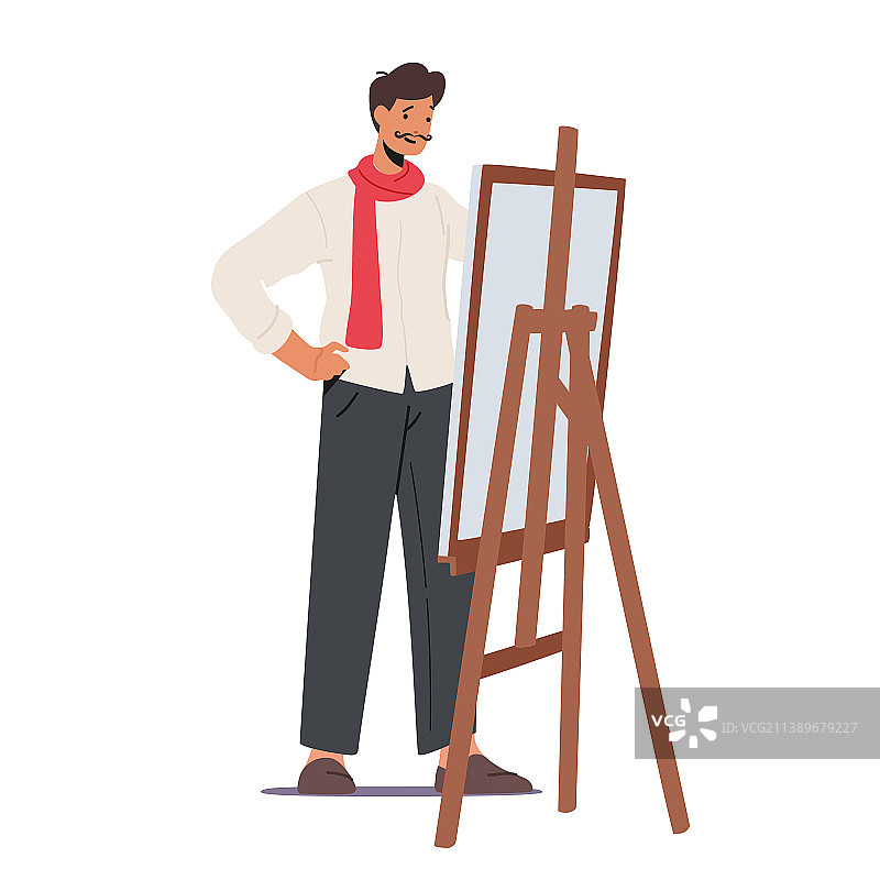 达利胡子的典型法国街头画家图片素材