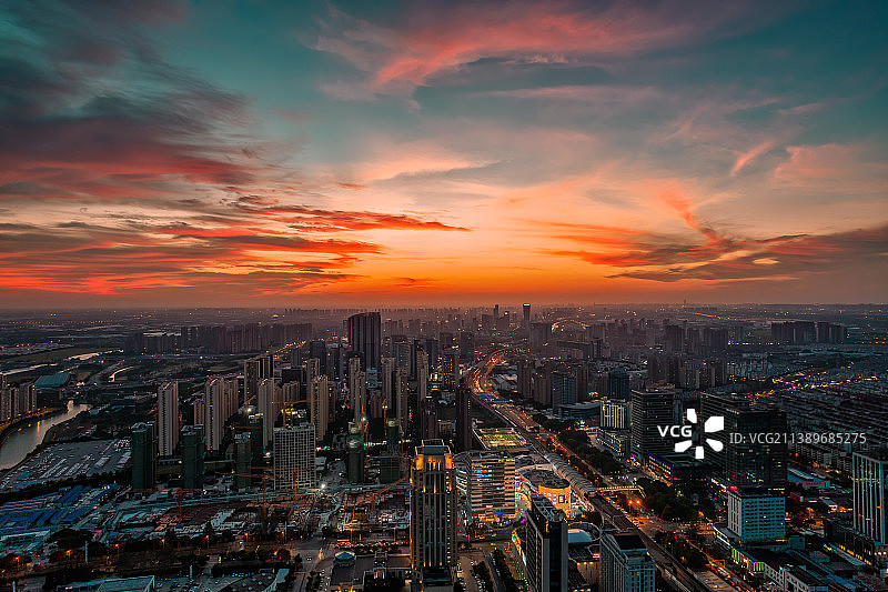 安亭晚霞图片素材
