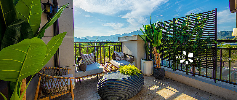 别墅露台休闲区图片素材