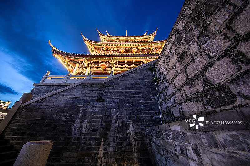 潮州广济桥景区夜景图片素材