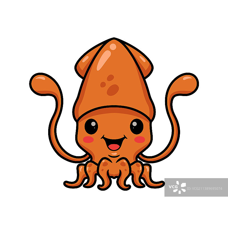 摆姿势的可爱小鱿鱼卡通图片素材