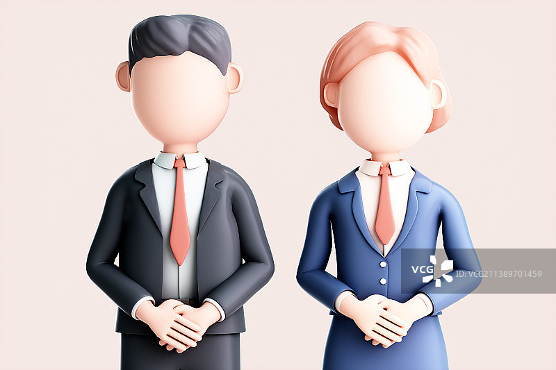 3D渲染的卡通男人和女人图片素材