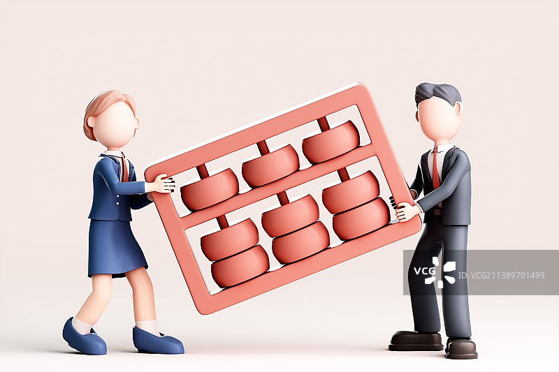 3D渲染的卡通男人和女人图片素材