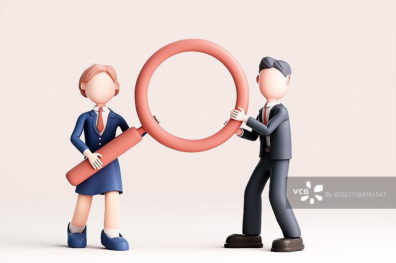 3D渲染的卡通男人和女人图片素材