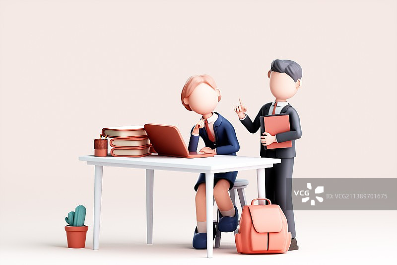 3D渲染的卡通男人和女人图片素材