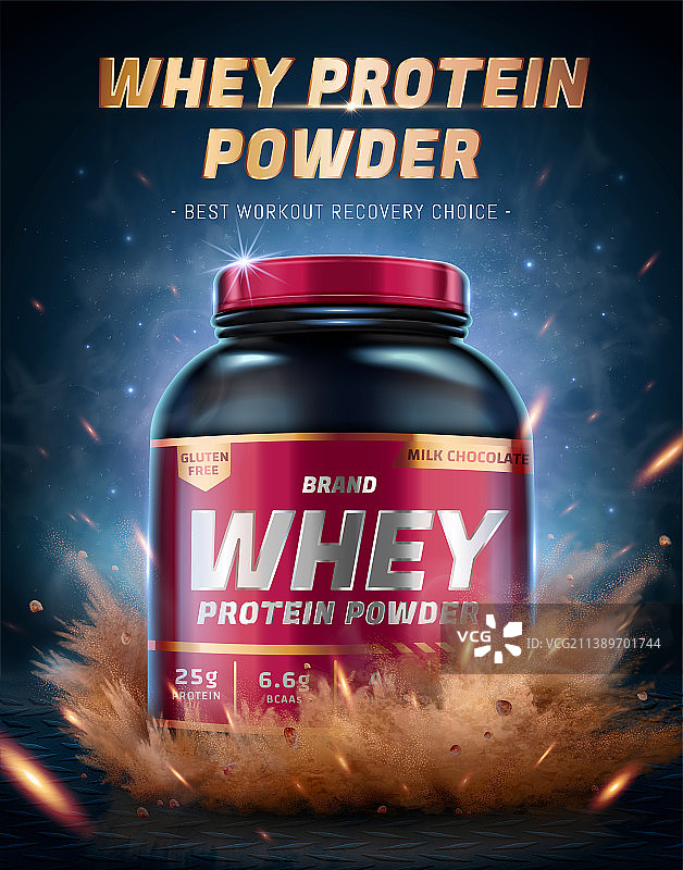 爆炸效果乳清蛋白粉广告海报图片素材