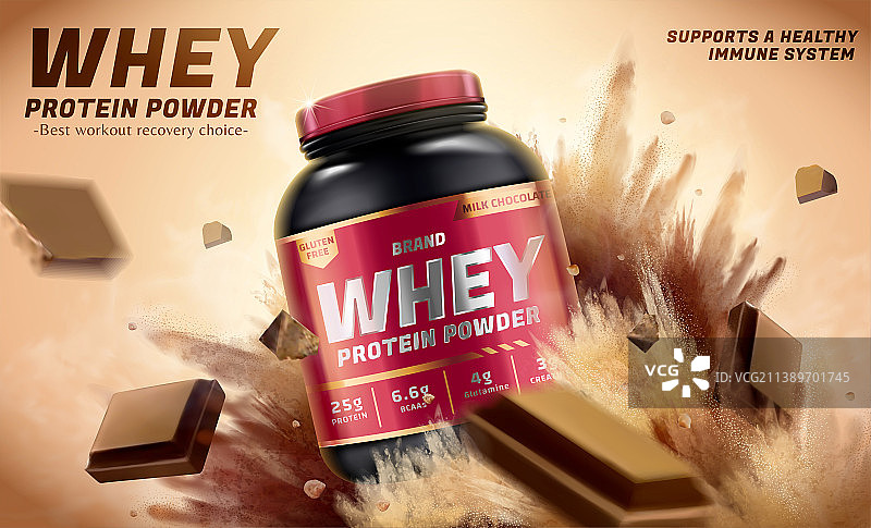 爆炸效果 巧克力乳清蛋白粉广告图片素材