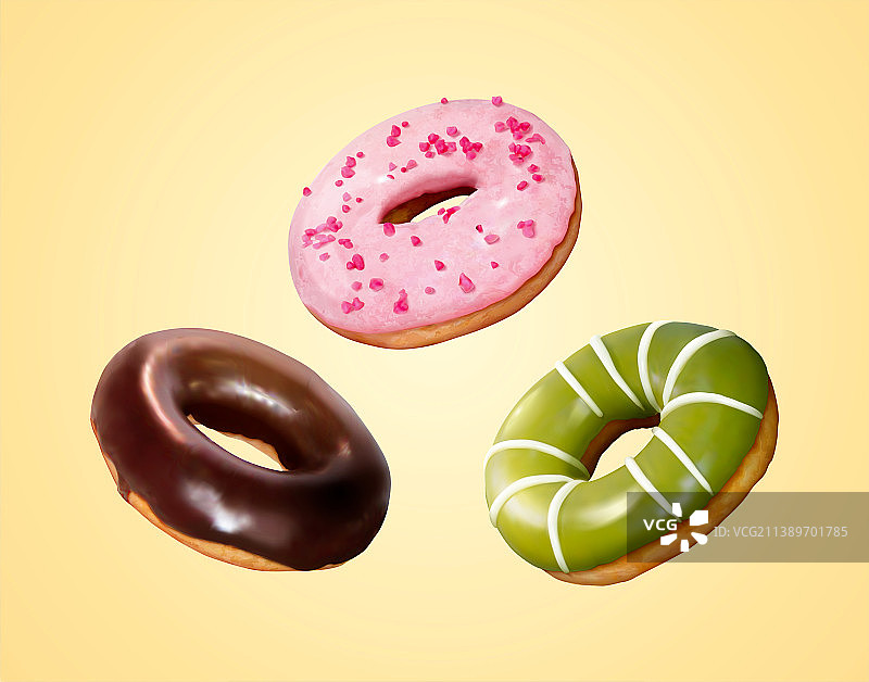 三种口味甜甜圈 写实素材图片素材