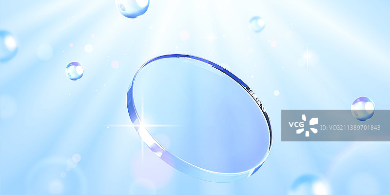 清透玻璃圆盘素材与泡泡背景图片素材