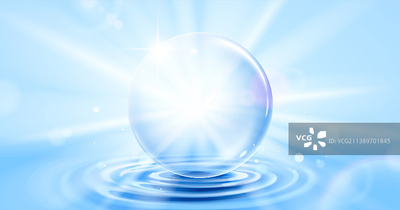 水面上的巨大泡泡与发光特效背景图片素材