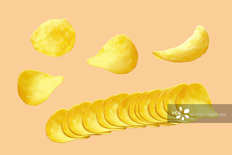 美味薄脆薯片多角度素材图片素材