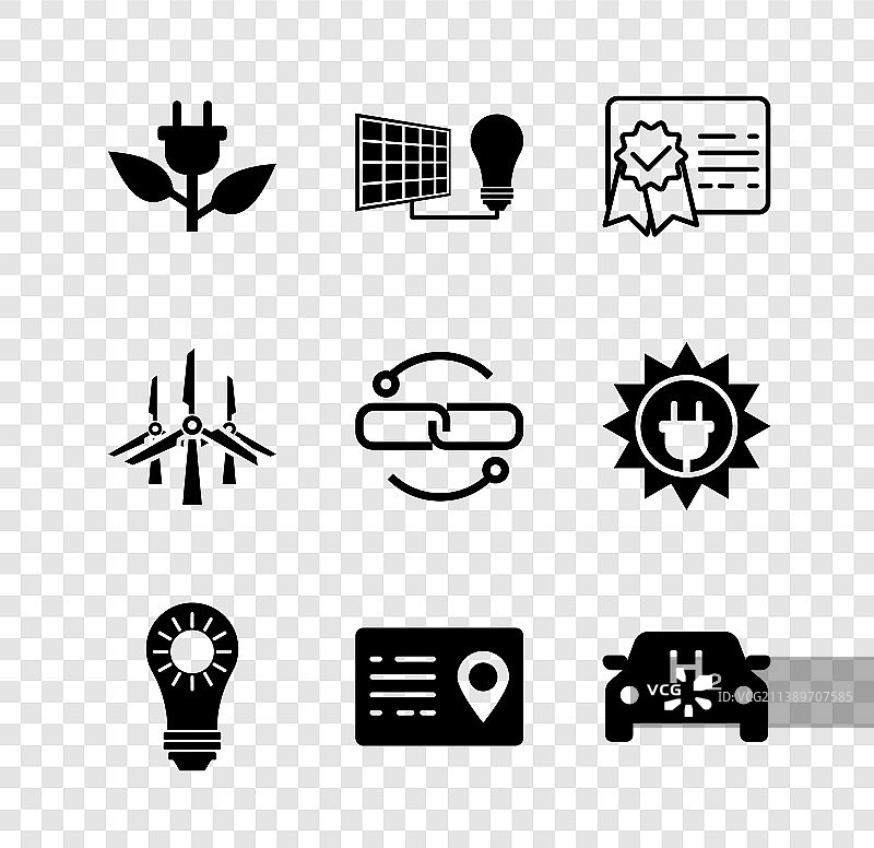 节能插头绿叶太阳能套装图片素材