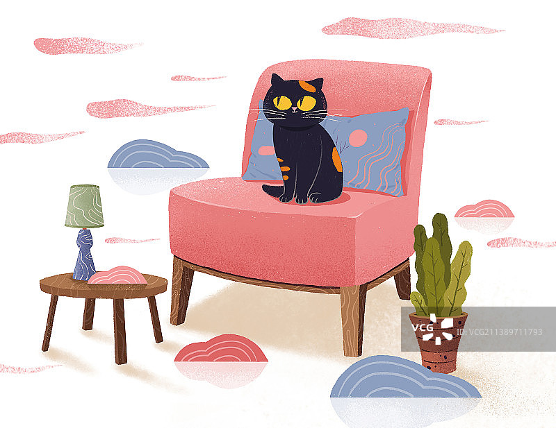 沙发上的猫图片素材