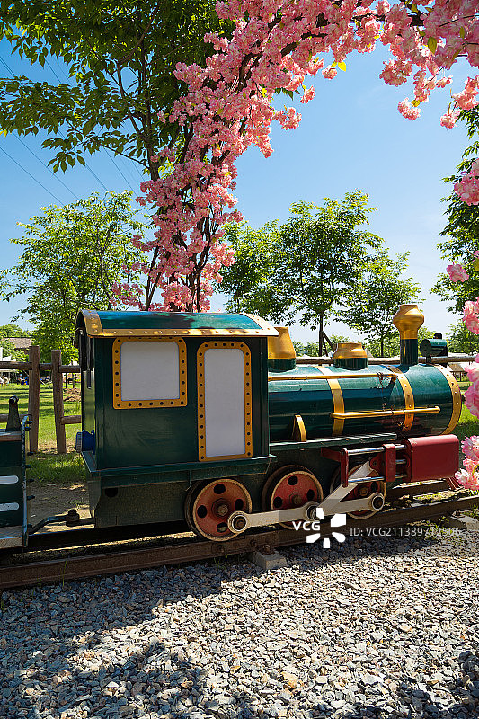 景区内的儿童游玩观光小火车图片素材