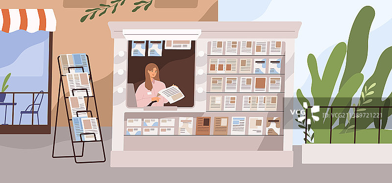 街头报摊与最新的纸质报纸图片素材