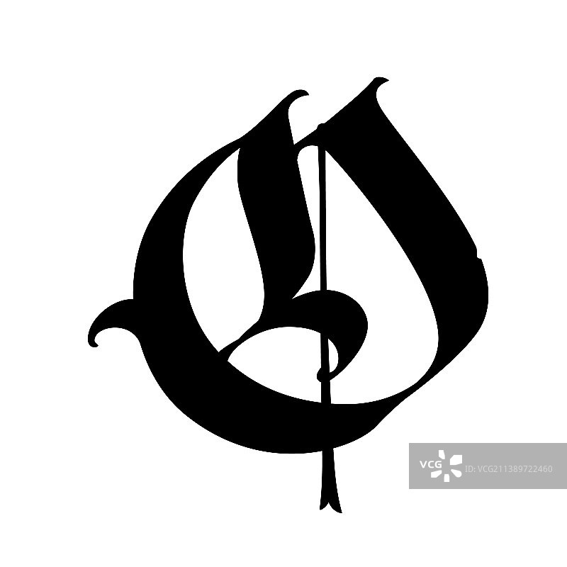 哥特风格的字母O，古典字母图片素材