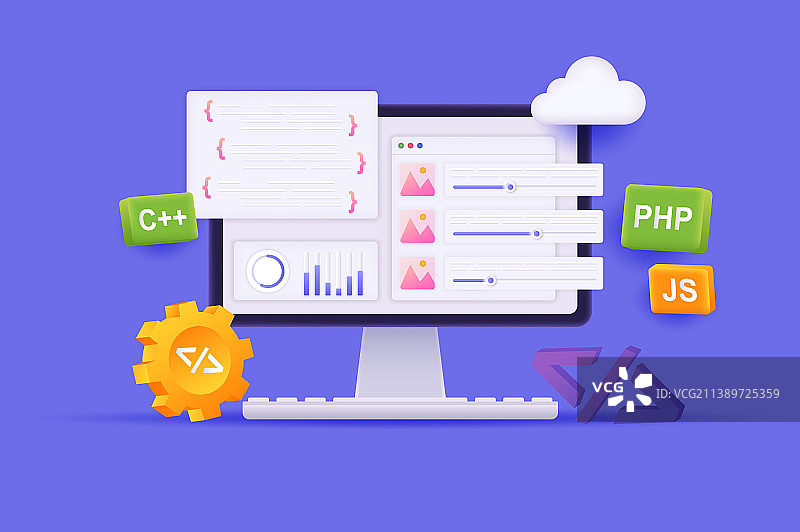 3D网页开发与编程概念图片素材