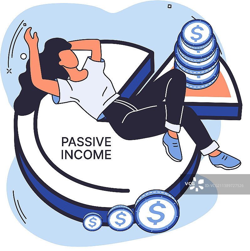 被动收入与股票市场变现图片素材