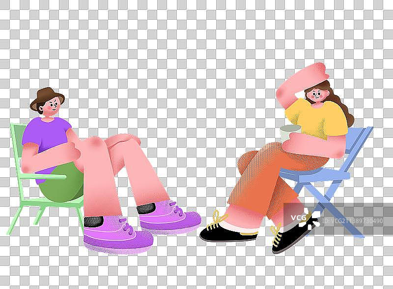 露营聚会活动休闲运动散步插画人物元素图片素材