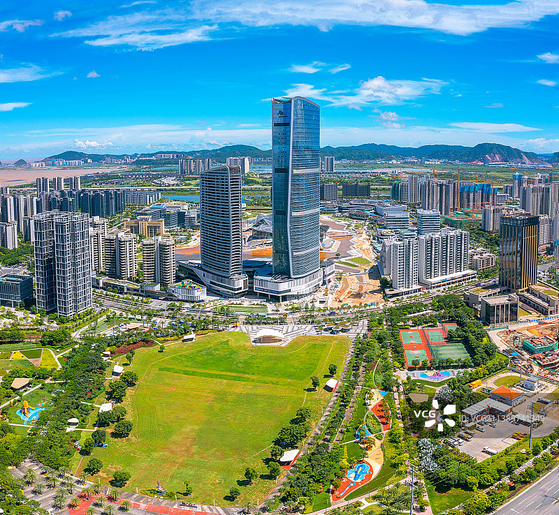 航拍珠海市金湾区航空新城图片素材