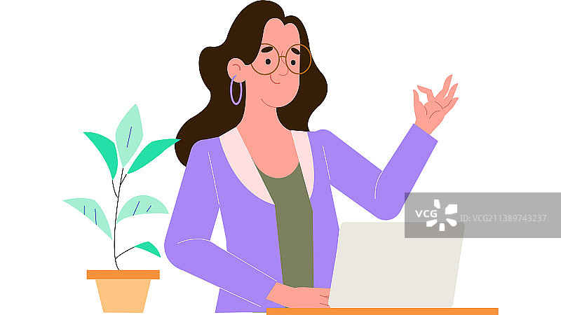 女服务员引导顾客服务开心ok姿势扁平化插画图片素材