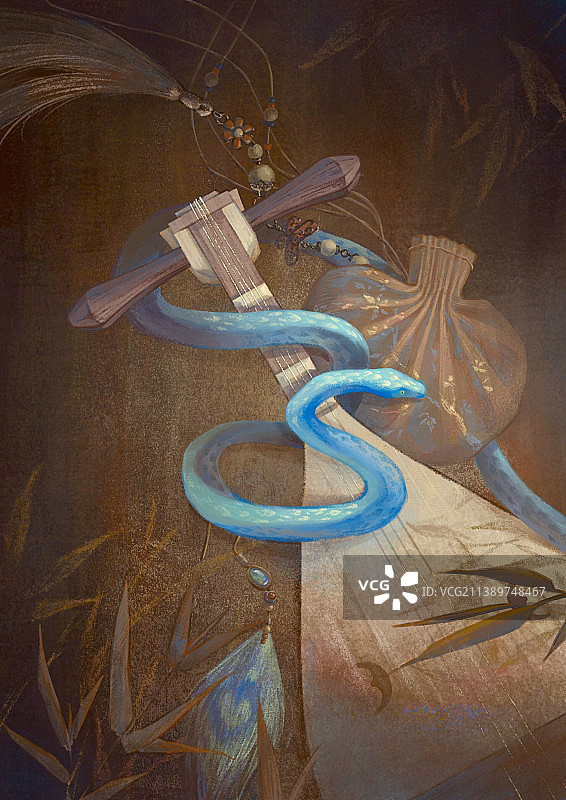 古风静物光影插画图片素材