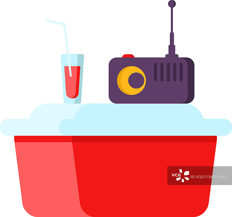 带音乐接收器和玻璃的红色便携式冰箱图片素材