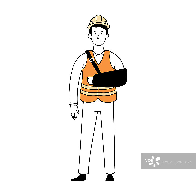 手臂受伤缠着绷带的工人图片素材