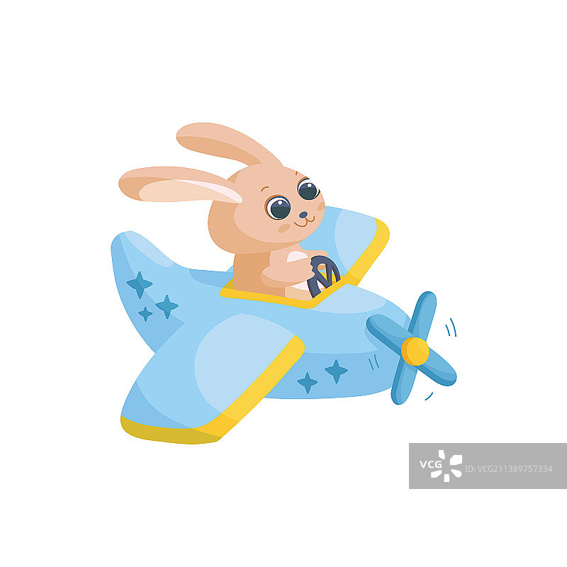 控制直升机的可爱兔子图片素材