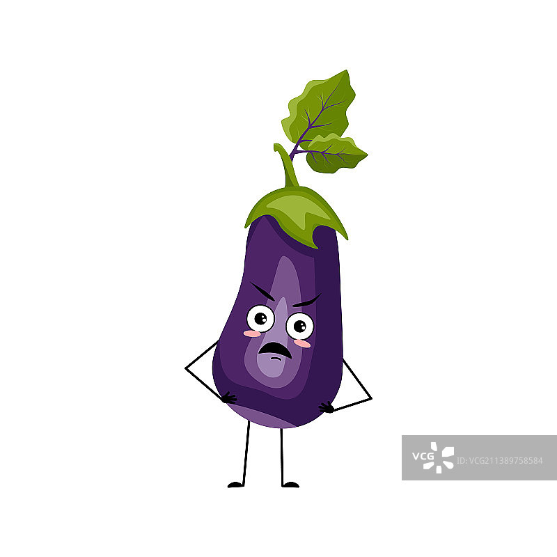 带有愤怒表情的卡通茄子图片素材