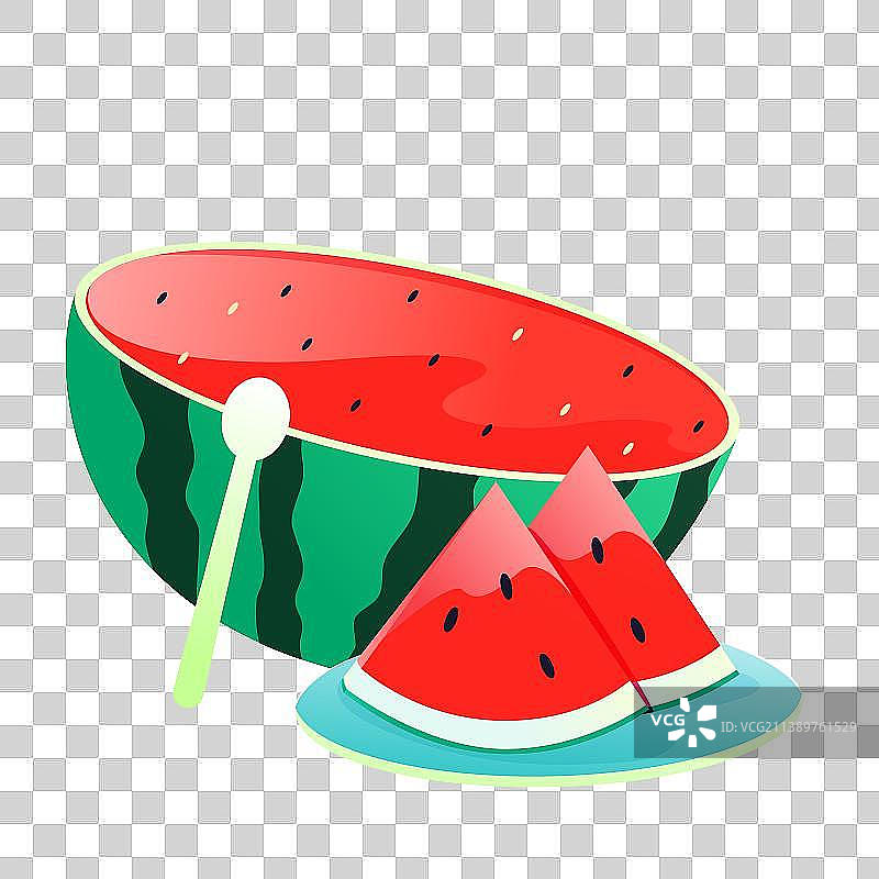 切开的西瓜矢量插画元素图片素材