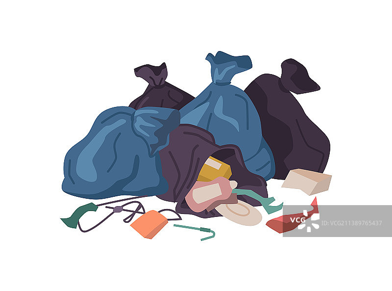 垃圾袋堆积造成的污染和浪费问题图片素材