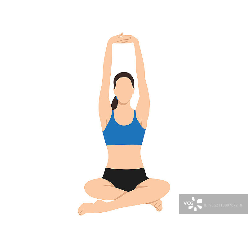 做 Parvatasana 坐山式的女人图片素材