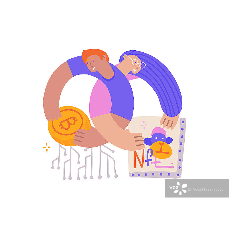 艺术收藏家购买NFT加密艺术品图片素材