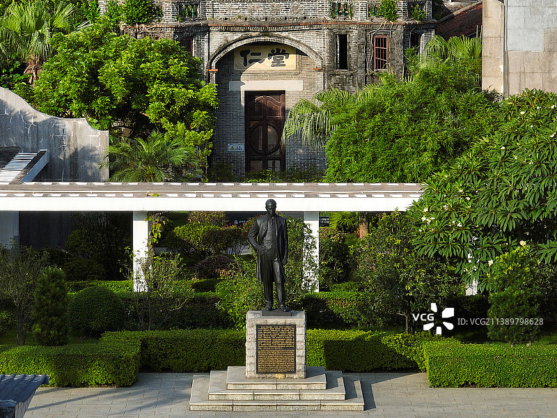 广东省江门市新会区梁启超故居纪念馆凌云塔航拍图片素材