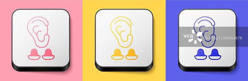 2.5D耳塞和耳朵图标图片素材