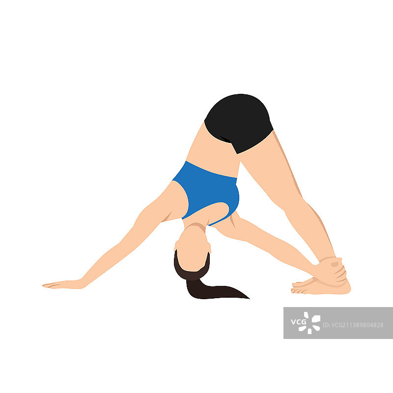 女人做扭转下犬式瑜伽姿势图片素材
