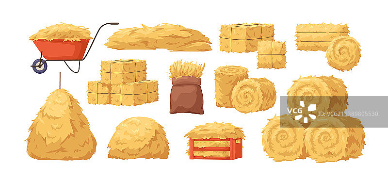 成堆的干草捆和麦秸图片素材
