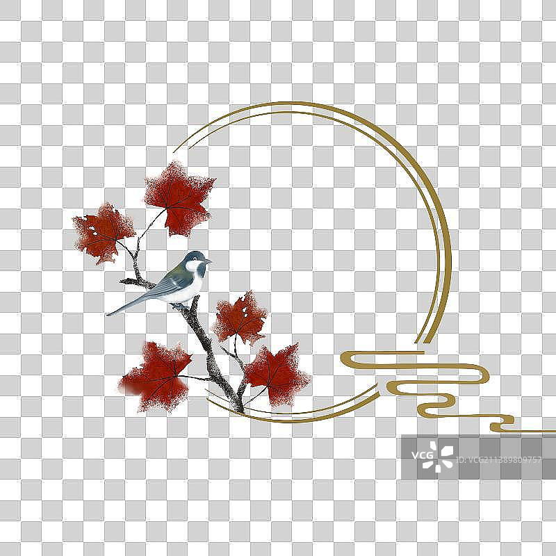 霜降节气中式圆形边框素材图片素材
