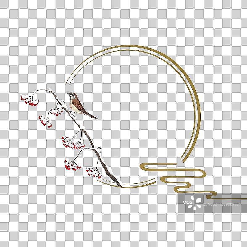 冬天雪中式圆形边框素材图片素材