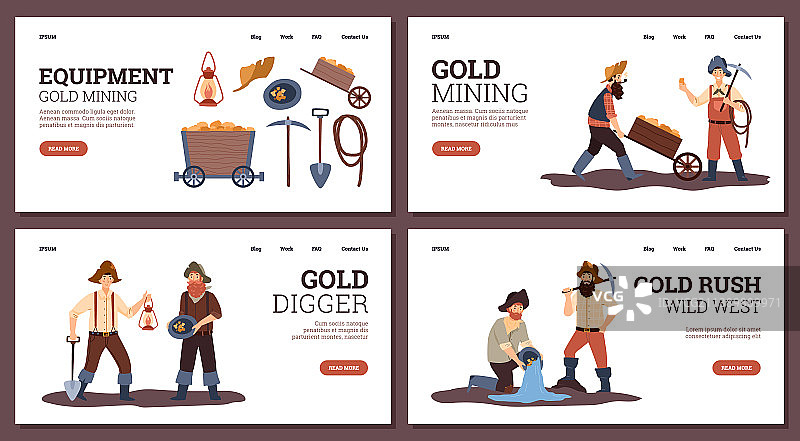 金矿开采和野生主题着陆页合集图片素材