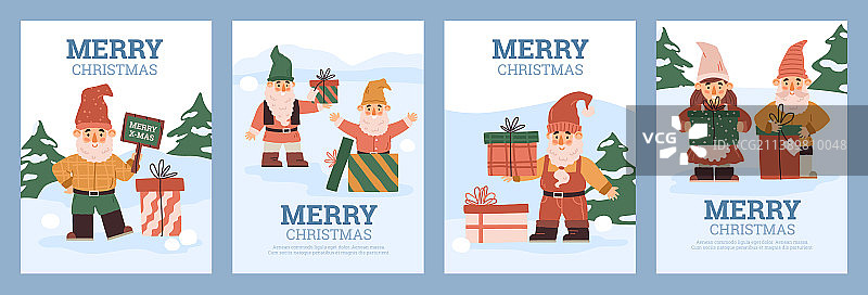 带有北欧侏儒的圣诞节横幅图片素材