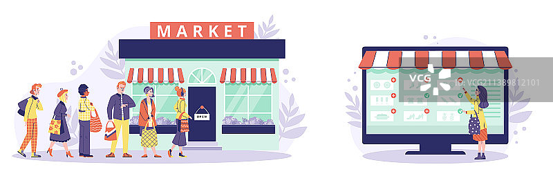 与线下购物相比，网上购物的优势图片素材